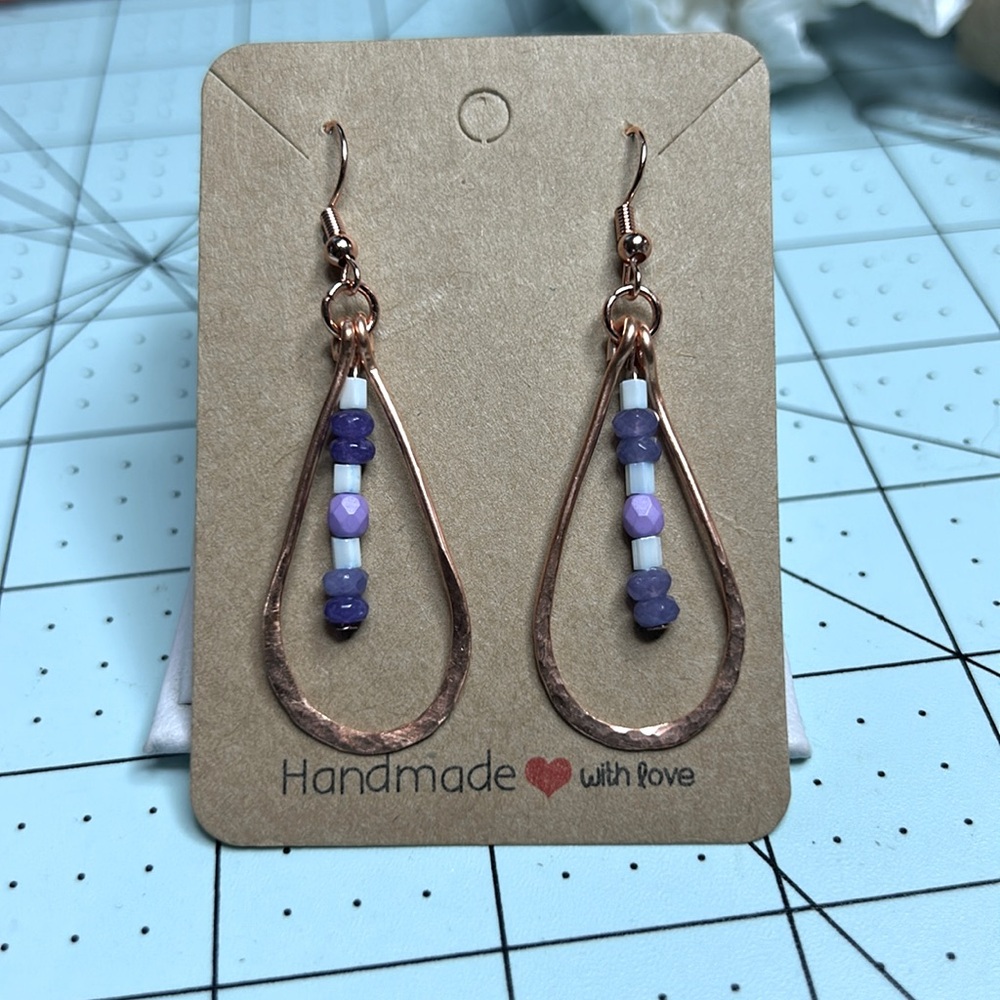 Handmade Copper teardrop earrings